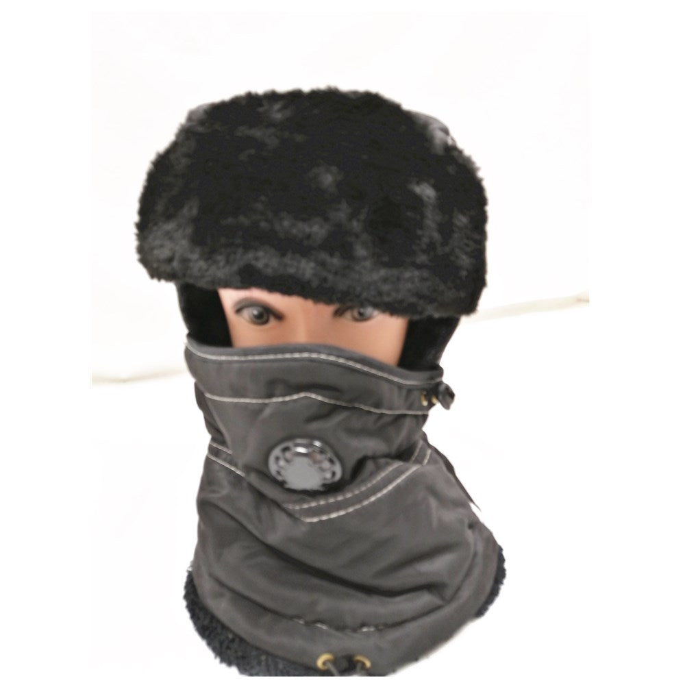Unisex Winter Warm Thick Windproof hat with breathing valve black