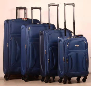 4 pieces set expandable 4 wheel luggage 32" 28" 24" 20" blue logo: light weight