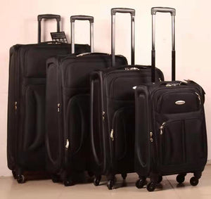 4 pieces set expandable 4 wheel luggage 32" 28" 24" 20" black   logo: light weight