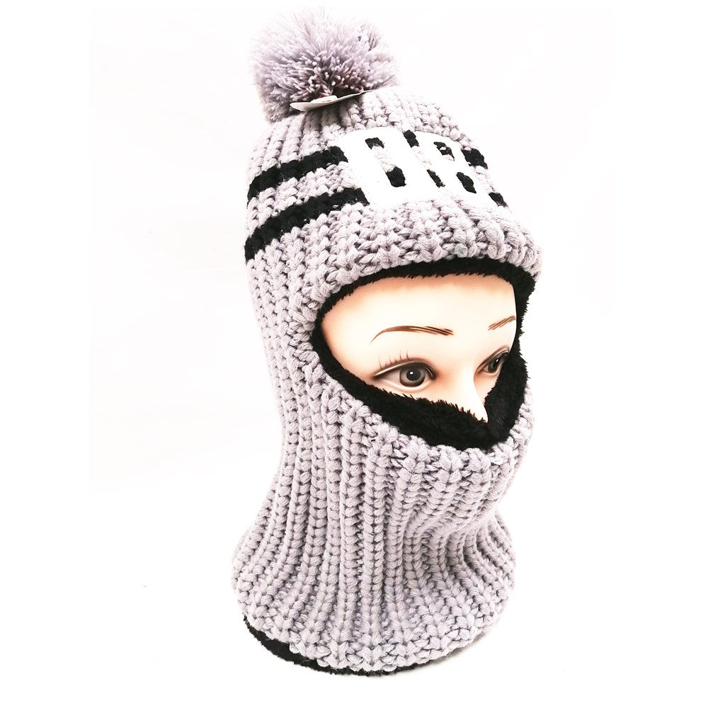 Winter Knitted Mask hat 08 grey
